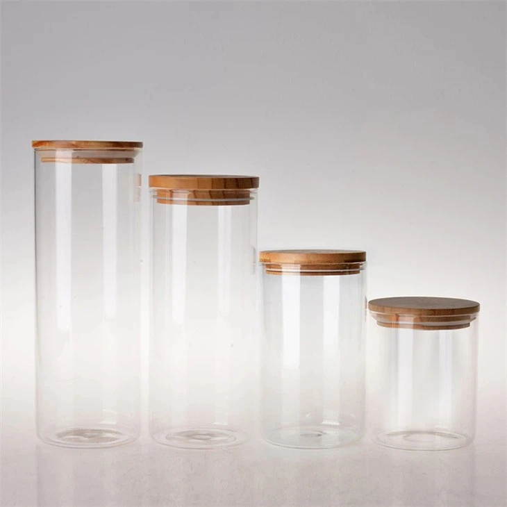 Glass Jars With Bamboo Lids 3 Glass Jars With Bamboo Lids 3
