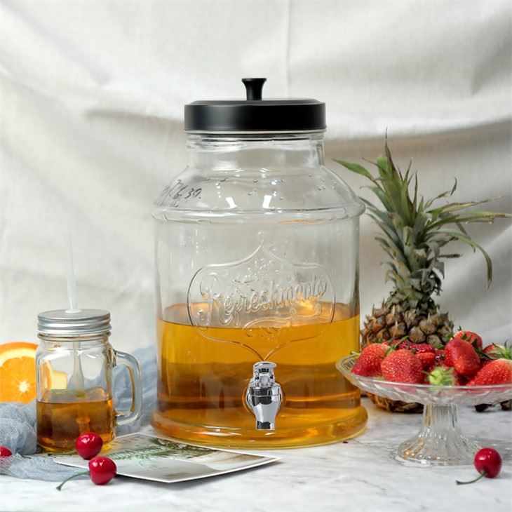 Dispensador de bebidas de vidro de suco claro