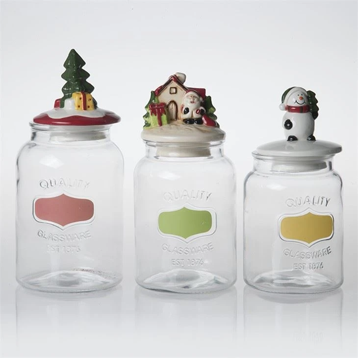 Food Storage Jar Christmas Ceramic Lid