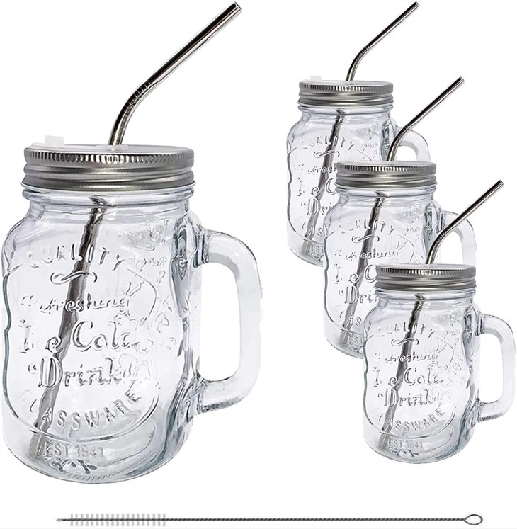 Glass Drinking Jar With Straw