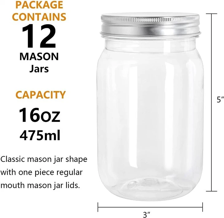 Glass Mason Jar 12 Pcs Set
