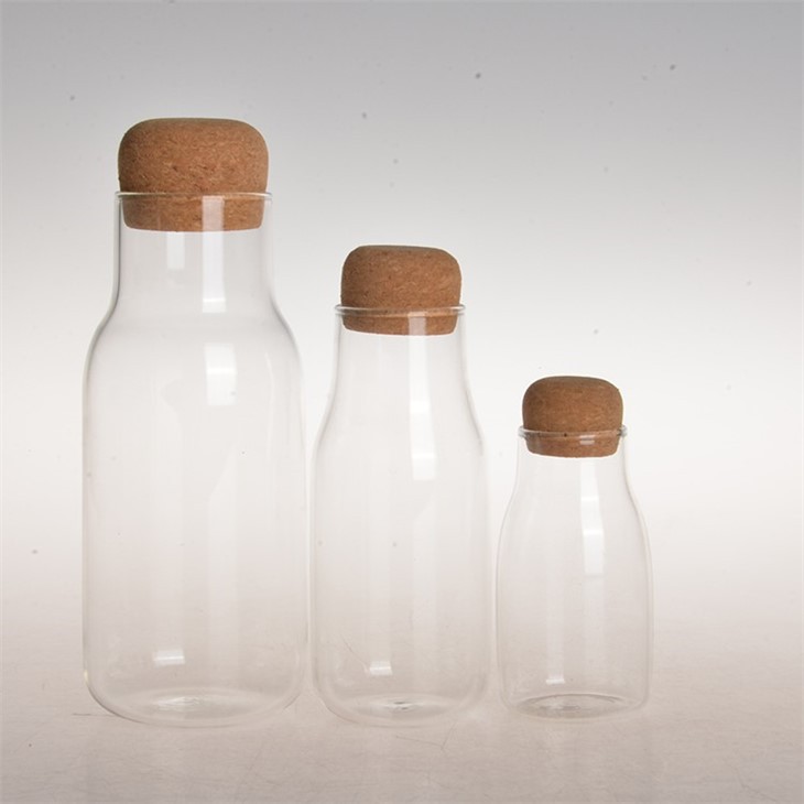 Small Glass Food Storage Bottle With Cork Lid