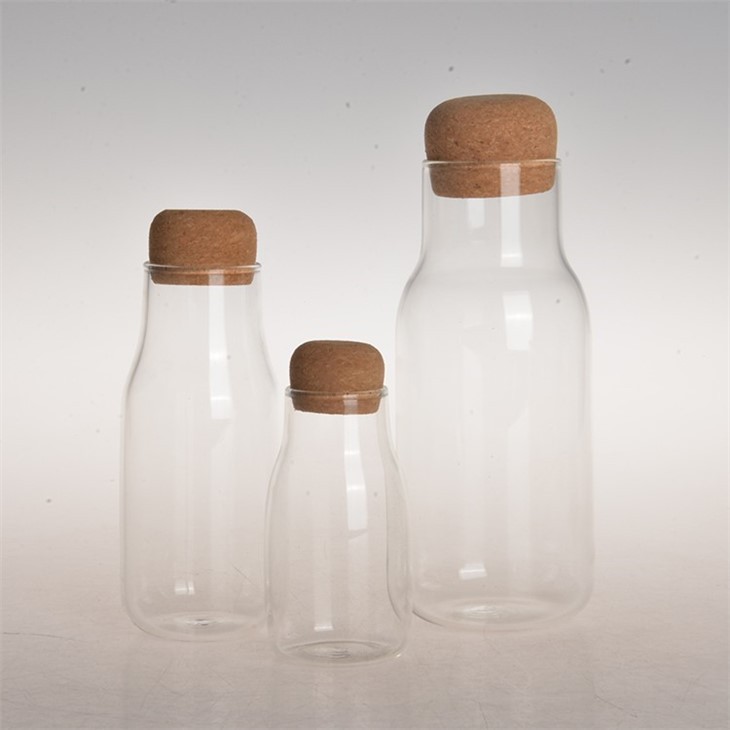 Small Glass Food Storage Bottle With Cork Lid