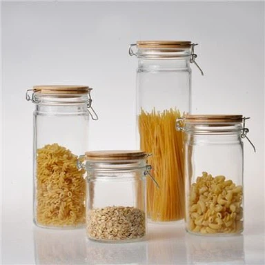 Conjunto de frascos de vidro herméticos com tampas