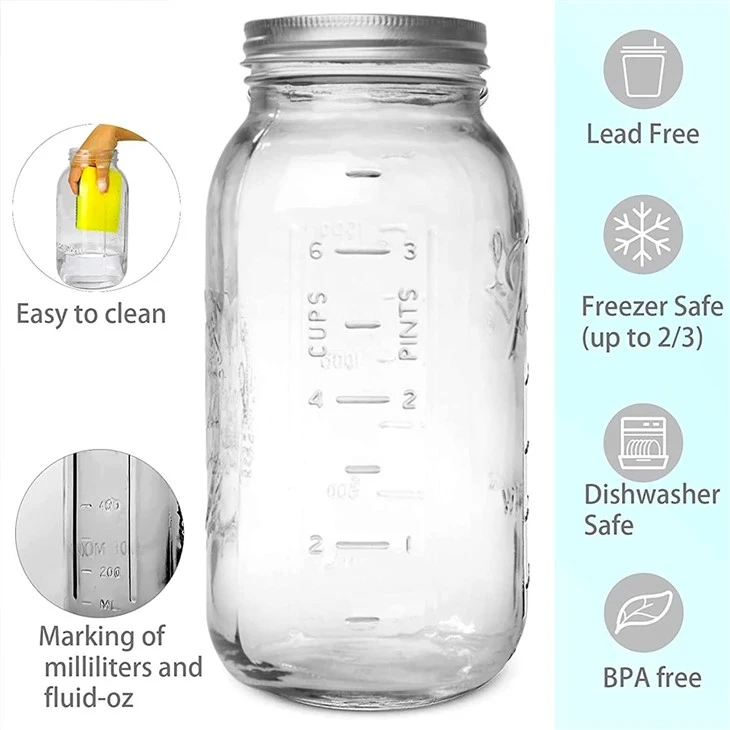 64 OZ Wide Mouth Mason Jar