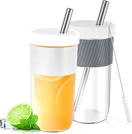 Glass Boba Cups With Lids And Straws