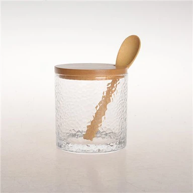 Frasco com tampa e colher de bambu