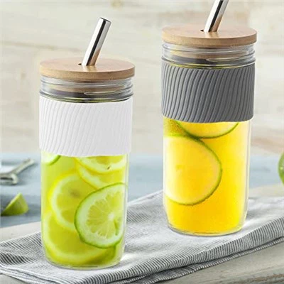 Garrafas de vidro de boca larga com tampa