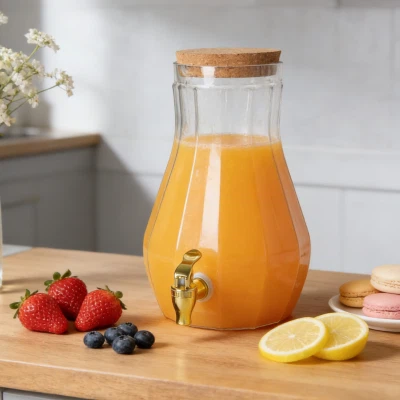 Dispensador de bebidas de vidro em formato de mamão-